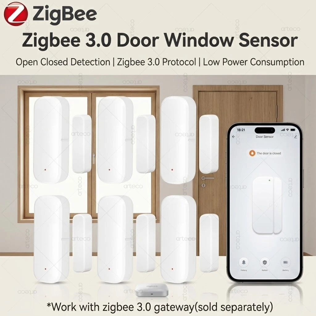 Zigbee Door Window Sensor Magnetic Contact Open Closed Detector Smart Home Alarm Security Works with TUYA Z2M Alexa Yandex Hub
