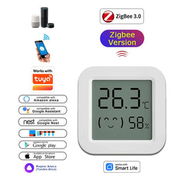 Zigbee Temperature Humidity Sensor for Smart Home LCD Screen Works with Tuya Alexa Google Home APP Smart Life Tuya Smart Yandex