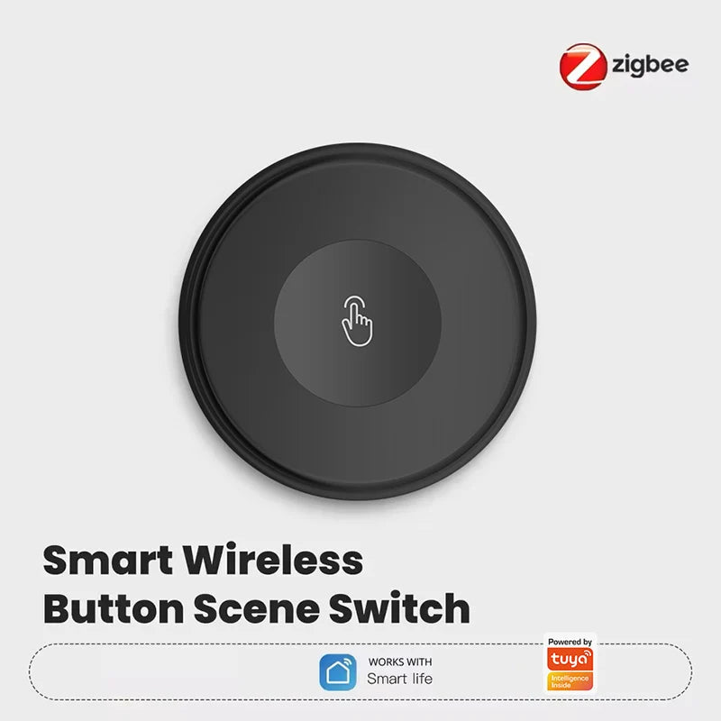 Tuya Zigbee Push Button Wireless Smart Scene Switch Controller Battery Powered Automation Scenario Linkage with Tuya Devices