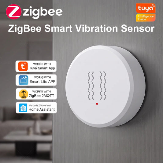 Zigbee Tuya Smart Vibration Sensor Real Time Monitor Door Window Detection Alarm Smart Home Security Protection System for Z2M