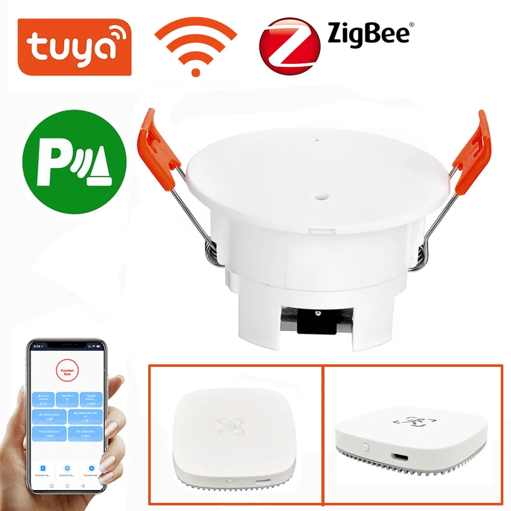 Tuya Zigbee Wifi Mmwave Human Presence Motion Sensor with Luminance/Distance Detection Human Body PIR Sensor Wireless Real-Time