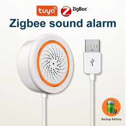 Tuya Zigbee Sound Light Sensor with 90Db Siren USB Powered Smart Home Security Alarm Remote Control via Smart Life App Zigbee