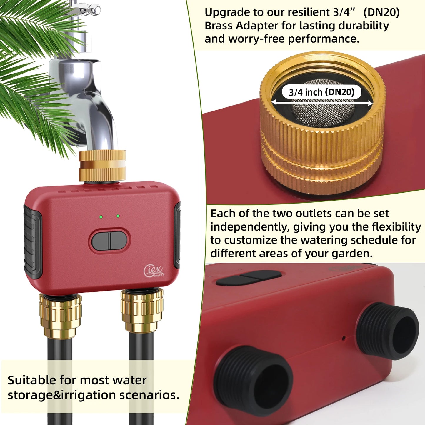 WIFI & ZIGBEE Smart 2 Zone Watering Timer Garden Automatic Irrigation System Drip Sprinkler Controller Valve Smart Life Tuya