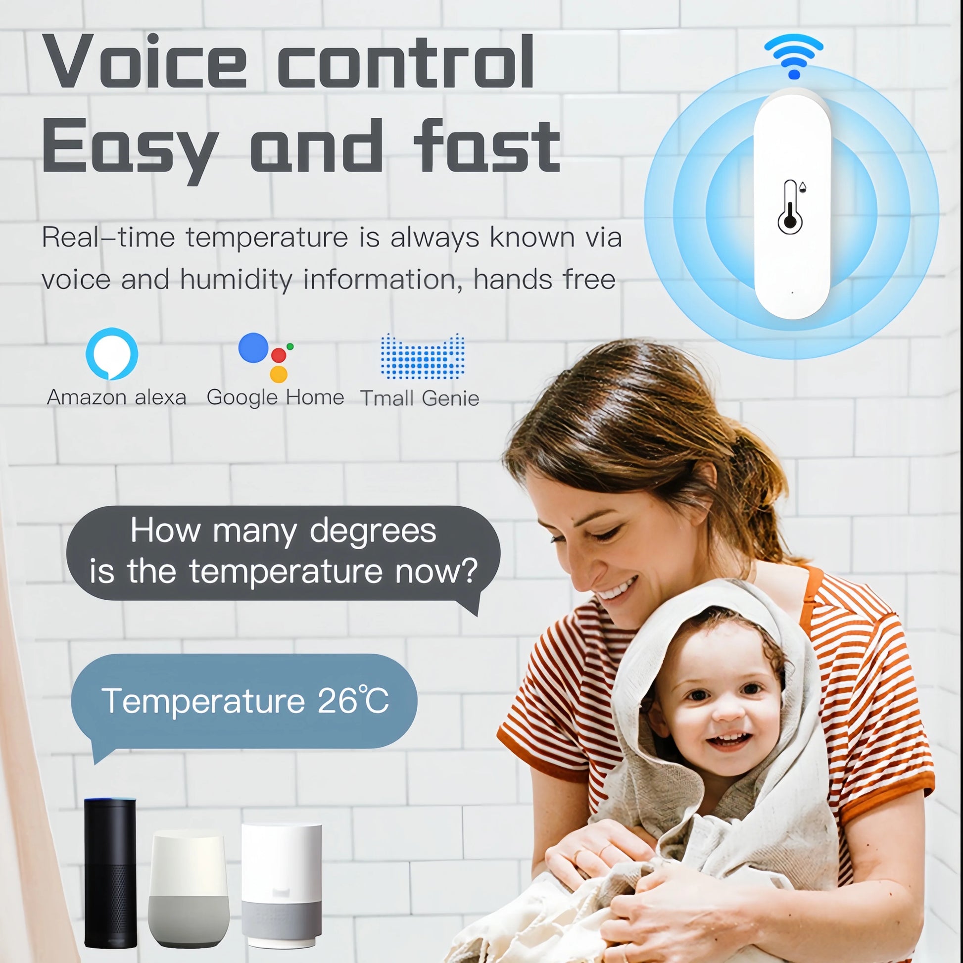 Tuya Zigbee Temperature Humidity Sensor APP Remote Monitor for Smart Home Var Smartlife Workwith Alexa Google Assistant