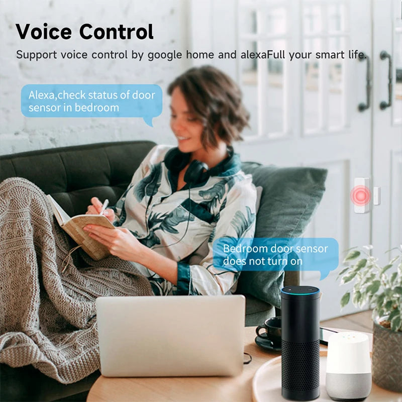 Z2M Enabled Zigbee Window Sensor, Custom Rules via Z2M, Tuya Compatible for Voice Control with Alexa & Google Home