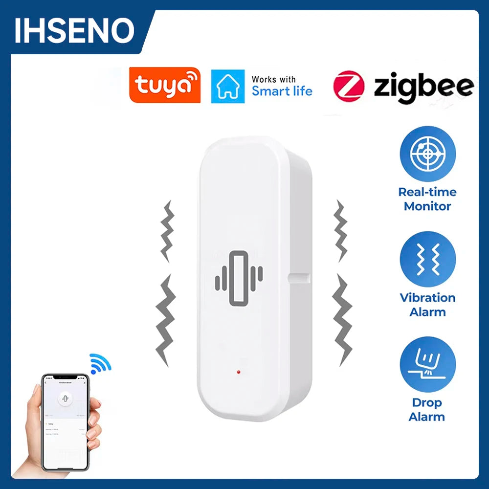 Tuya Zigbee Vibration Sensor Real Time Monitoring Door Window Detection Alarm Smart Home Security Protection System