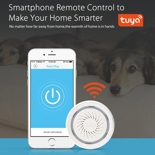 Tuya Zigbee Sound Light Sensor with 90Db Siren USB Powered Smart Home Security Alarm Remote Control via Smart Life App Zigbee