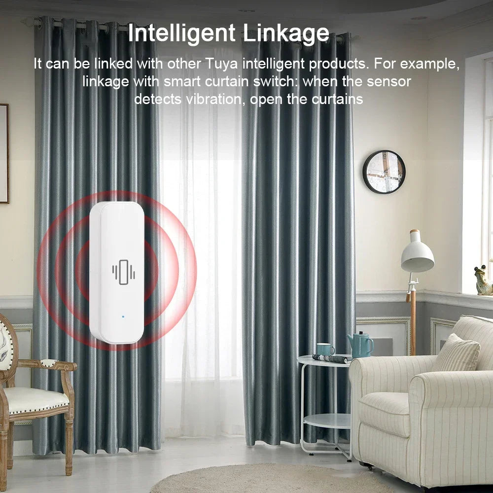 Tuya Wifi/Zigbee Smart Vibration Sensor Home Security Protection Smartlife App Real-Time Remote Monitor Alarm Notification