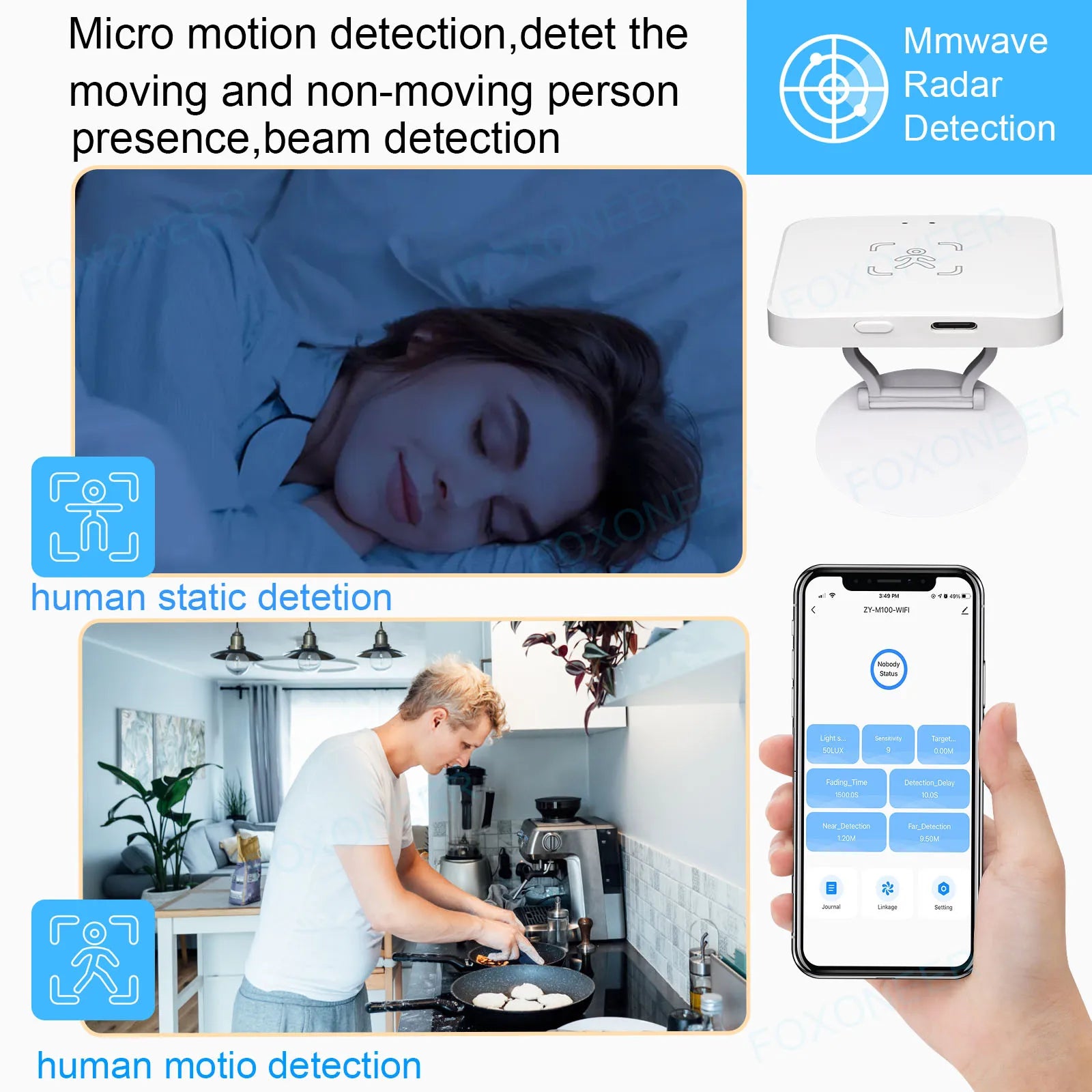 Wifi / Zigbee Smart Human Presence Sensor,Luminance/Distance Detection, Tuya Smart Life Home Automation,For Z2M Alexa, Google