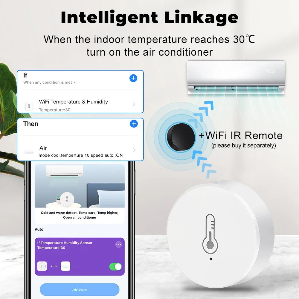 Tuya Zigbee Mini Temperature Humidity Sensor Smart Home Remote Monitor Works with Gateway Alexa Google Home Voice App Control