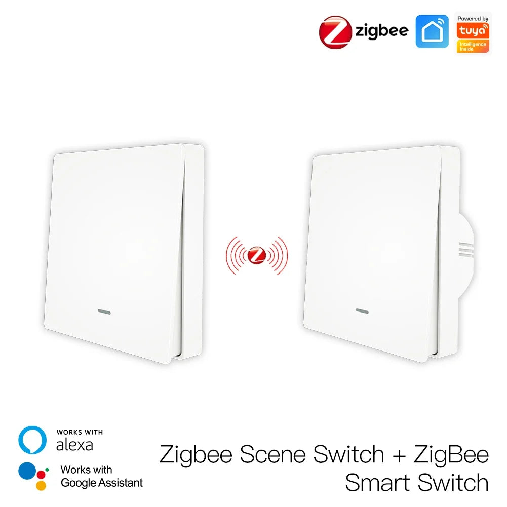 Tuya Zigbee Light Switch with Transmitter Kit No Neutral Wire No Capacitor Required Works with Alexa Google Home Smart Life