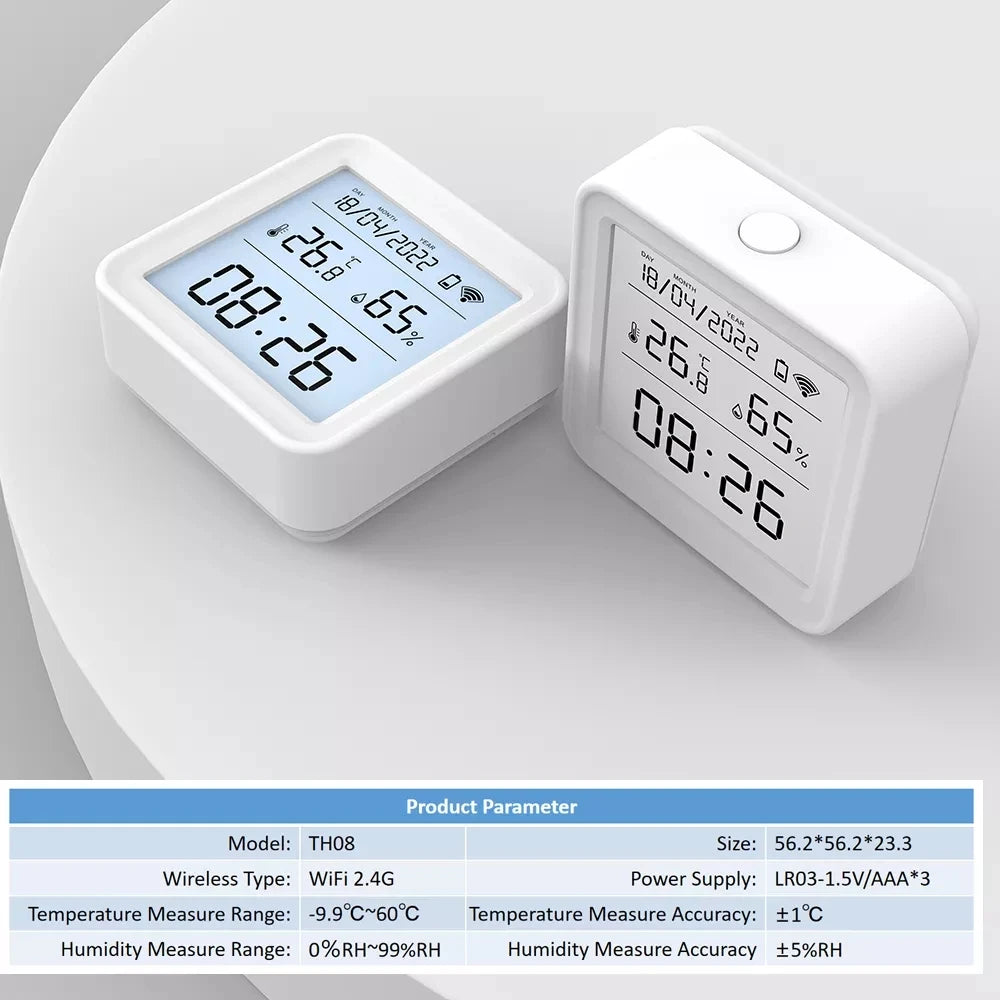 Tuya Smart Home Zigbee Temperature & Humidity Sensor LED Backlight Smart Life APP Remote Work with Alexa Google Assistant