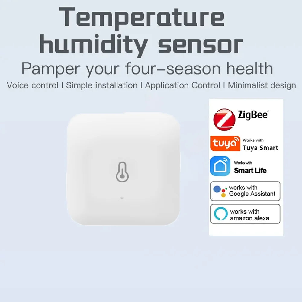 Tuya Ewelink Zigbee Temperature Humidity Sensor Smart Home Device Compatible with Google Home Alexa for Environmental Monitoring