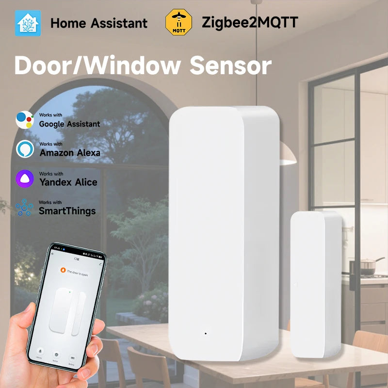 Z2M Enabled Zigbee Window Sensor, Custom Rules via Z2M, Tuya Compatible for Voice Control with Alexa & Google Home