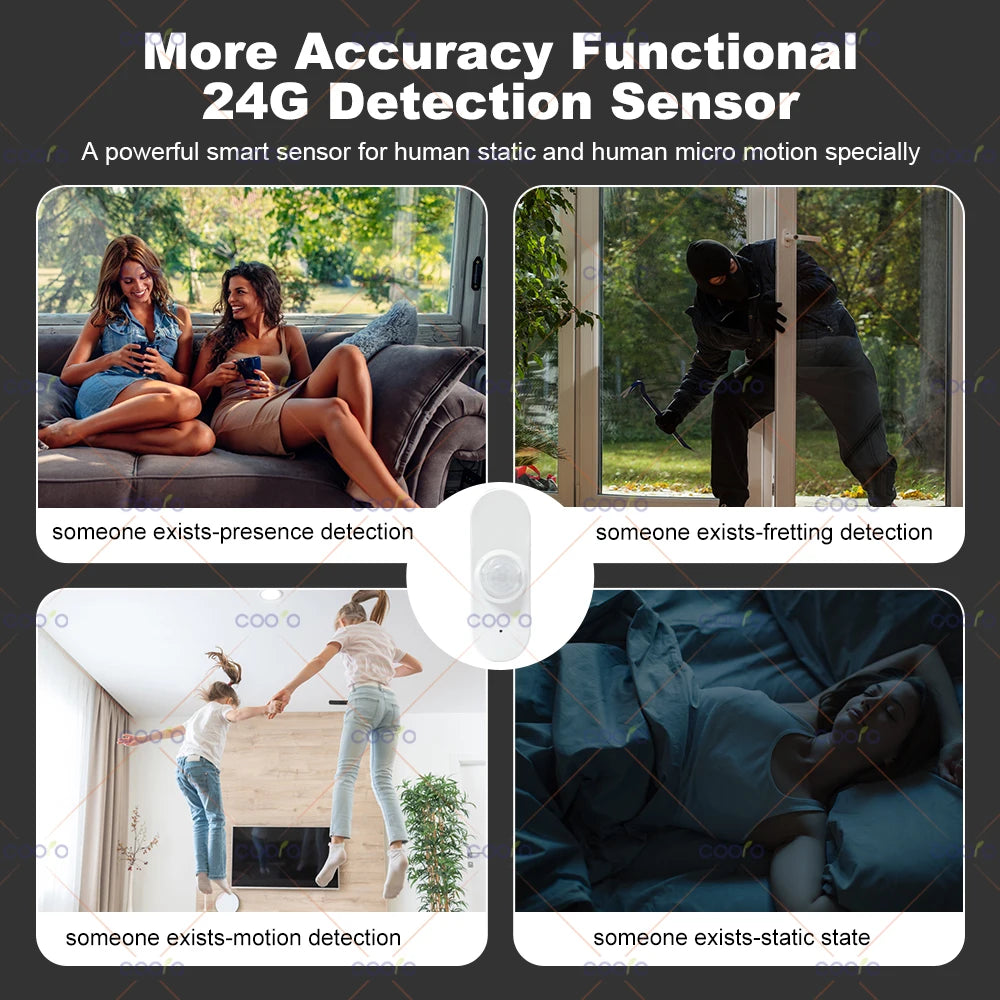 24G Mmwave Radar Human Presence Sensor+Pir Motion Sensor Light Temperature Humidity Usb/Battery Powered Support Tuya Zigbee Z2M