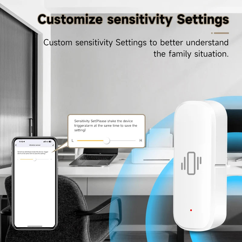 Tuya Zigbee Smart Vibration Sensor Detection Smart Life APP Notification Real-Time Monitor Shock Alarm History Record