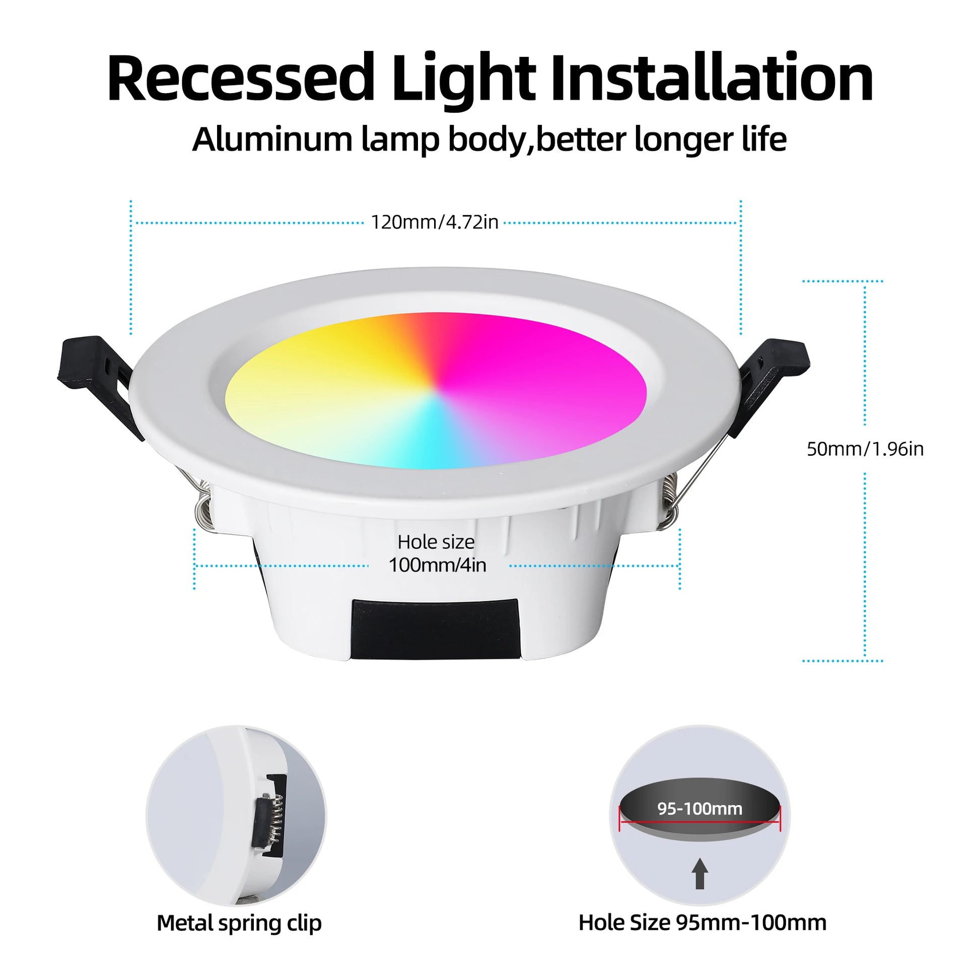Smart Zigbee 3.0 Led Downlight RGB+CW+WW 4 Inch round Ceiling Light Work with Hub Bridge Hub Echo plus Alexa Voice Control