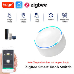 Tuya Zigbee Smart Knob Switch Wireless Scene Button Rotatable Dimmer Switch Home Appliances Automation Linkage Remoter