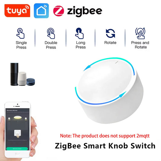 Tuya Zigbee Smart Knob Switch Wireless Scene Button Rotatable Dimmer Switch Home Appliances Automation Linkage Remoter