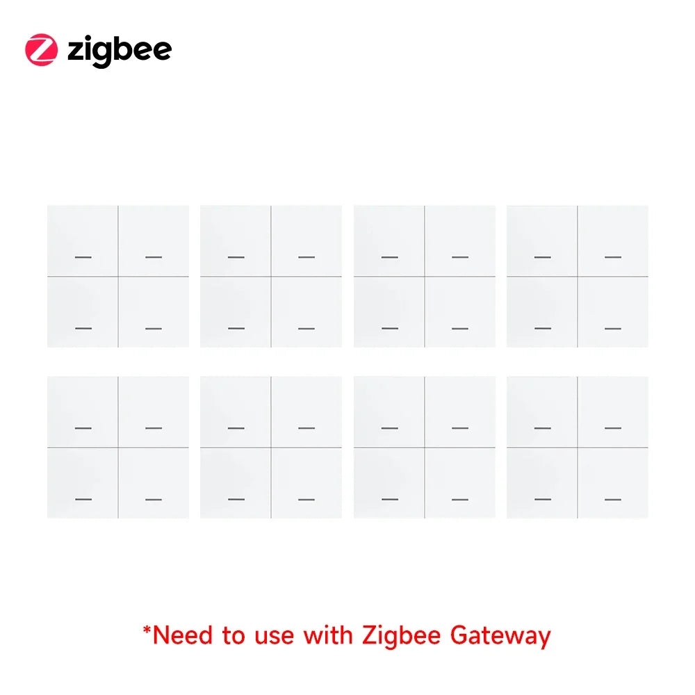 Tuya Zigbee Smart Scene Switch Button 4 Gang Switch Wireless Push Button Controller Smart Home Automation Scenario Switch