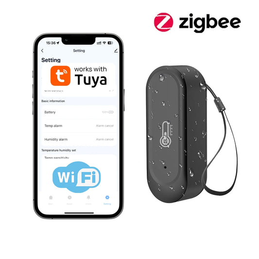 IP65 Waterproof Tuya WiFi/Zigbee Smart Temperature and Humidity Sensor - Control Your Environment with Alexa and Google Home