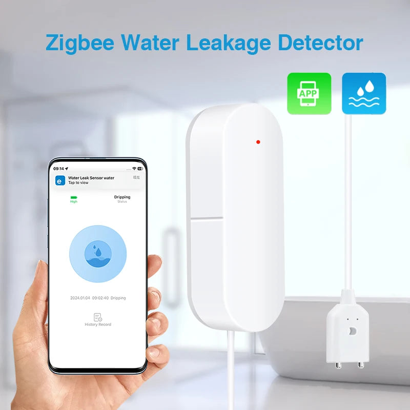 Ewelink Zigbee3.0 Water Sensor Alarm Water Leak Detector Flood Alert Overflow Security Alarm System Works with Zigbee Gateway