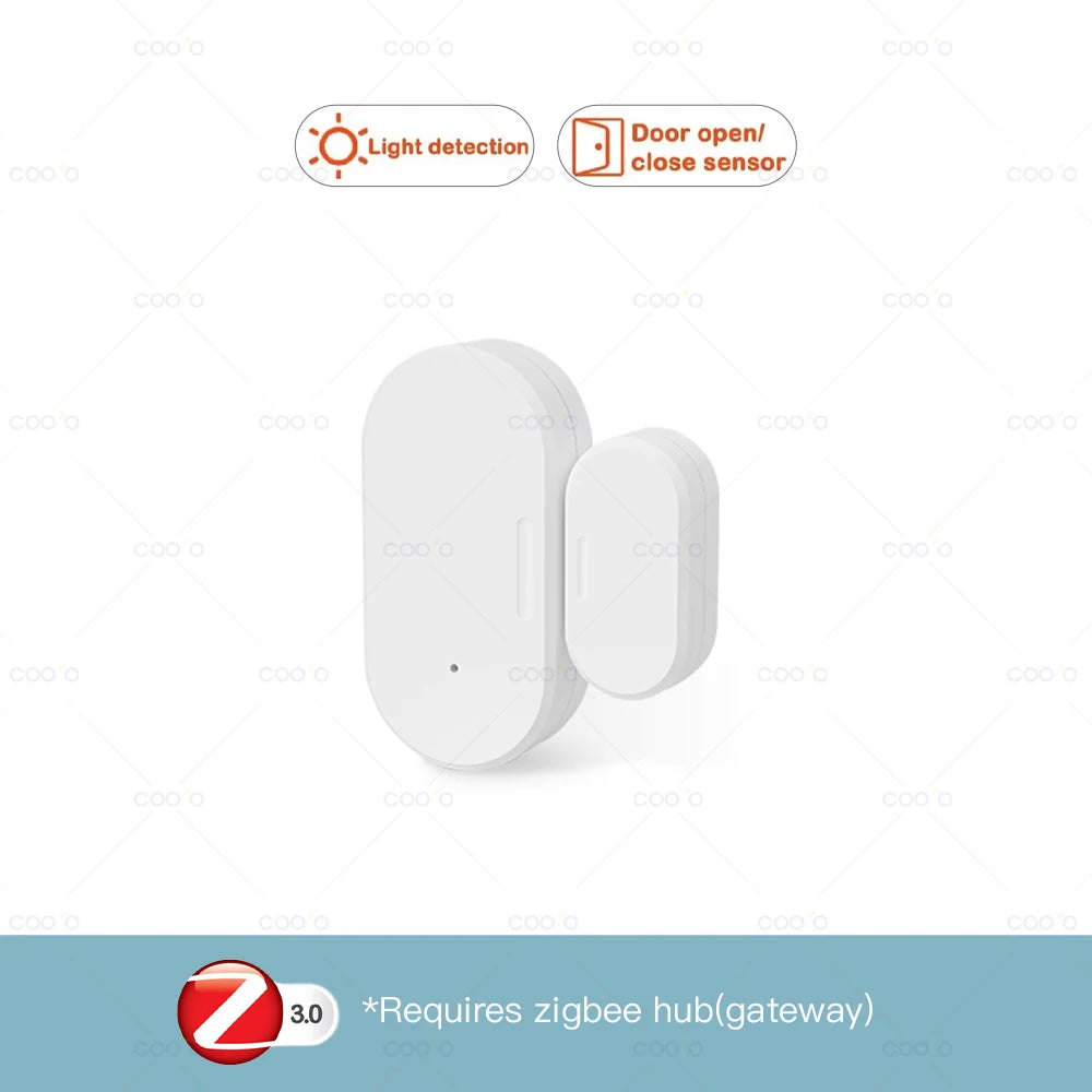 Zigbee Door Window Sensor Lux Light/ Vibration Detect 2 in 1 Real Time Wireless Magnetic Alarm Works with Alexa Google HA Z2M