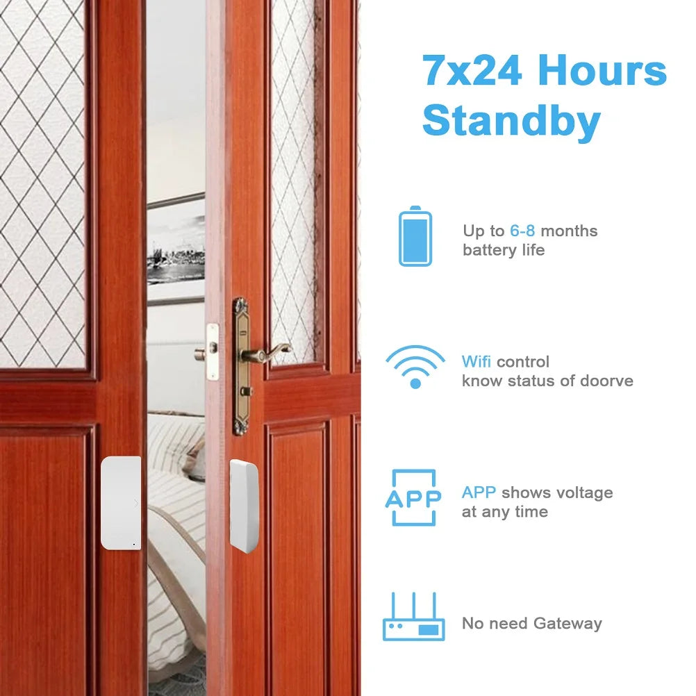 Wifi Zigbee Door and Windows Sensor Magnetic Tuya Smart Life Wireless Home Automatic Security Opening/Close Residential Alarm