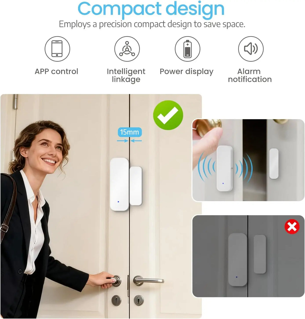 Tuya Door Window Contact Sensor Zigbee Door Magnetic Sensor App Remote Alarm Smart Home Security Detector for Alexa Google Home