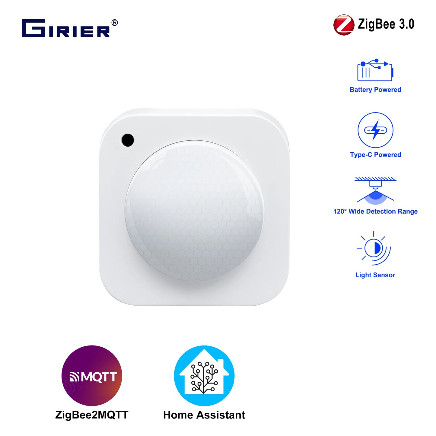 Zigbee PIR Motion Sensor Smart Movement Detector 2-In-1 Light Sensor Supports Home Assistant for Automatic Home Security