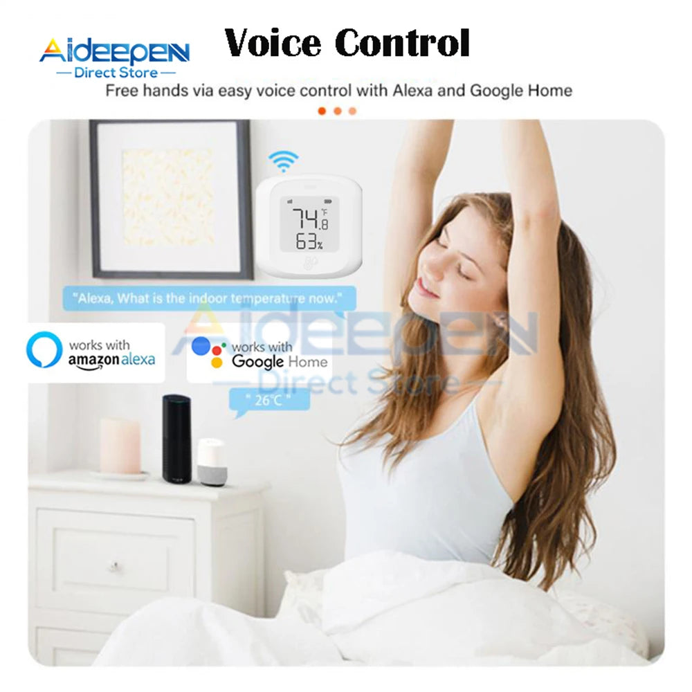 Tuya Smart Wifi/Zigbee Temperature and Humidity Sensor Indoor Hygrometer Thermometer with LCD Display Support Alexa Google Home