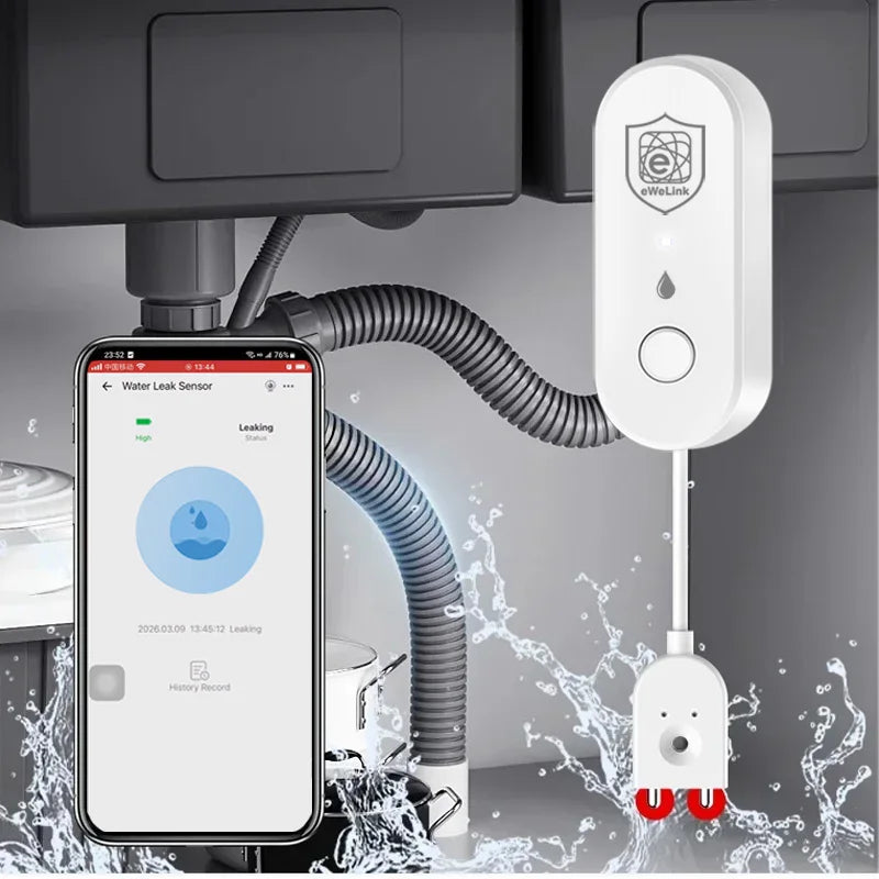 Ewelink Zigbee Water Leak Sensor Bathroom Overflow Leakage Detector Smart Home Alarm App Control Support Alexa Work with Gateway