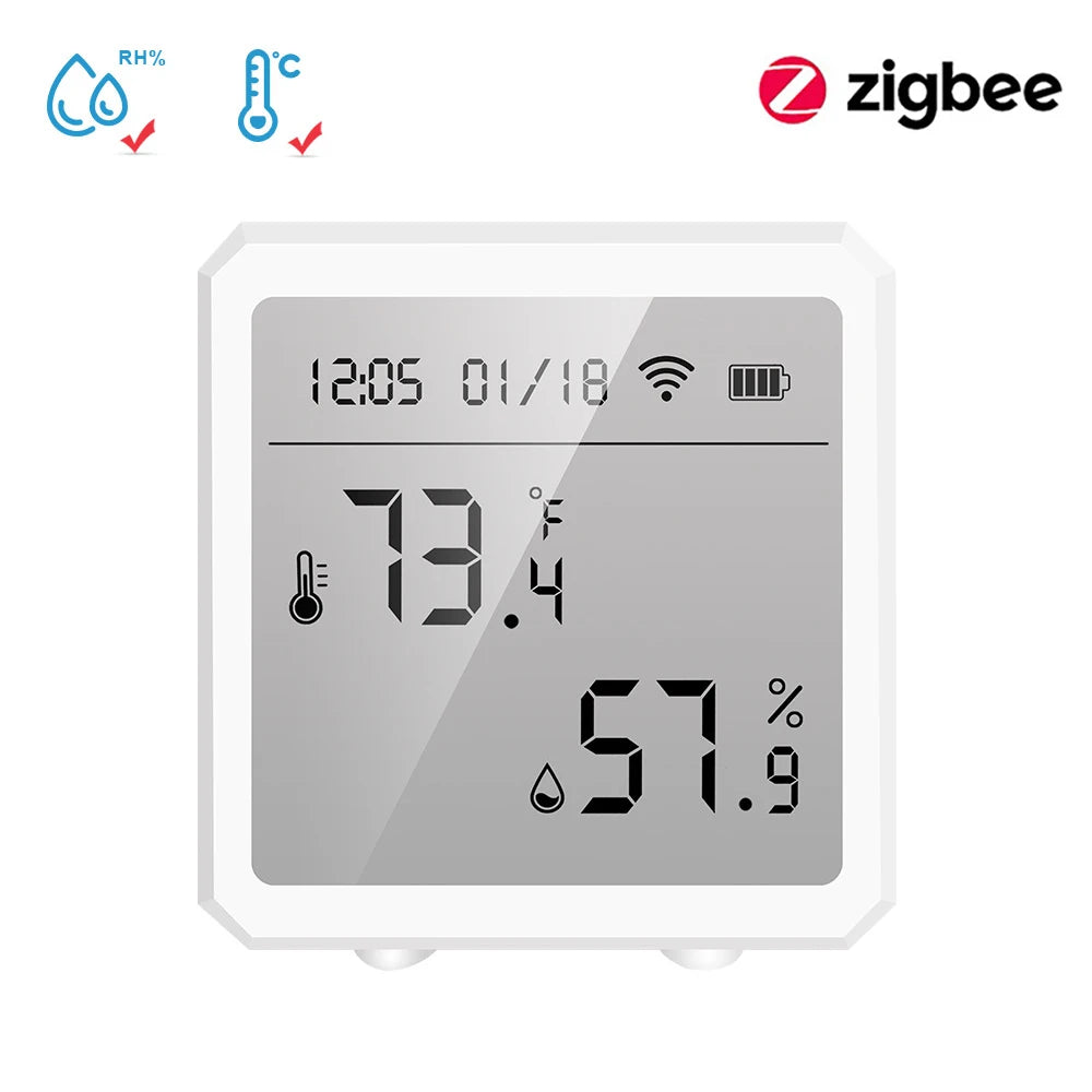 Tuya Smart Wifi/Zigbee Temperature and Humidity Sensor Indoor Hygrometer Thermometer with LCD Display Support Alexa Google Home