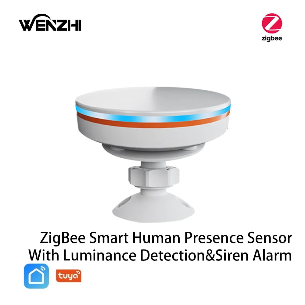 Zigbee 3.0/Wifi Human Presence Sensor 5V Mmwave Radar with Siren Alarm Motion Lux Detection Tuya/Smart Life Home Automation DIY