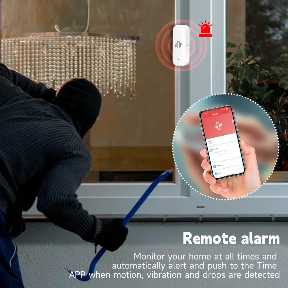 Tuya Zigbee Vibration Sensor Real Time Monitoring Door Window Detection Alarm Smart Home Security Protection System