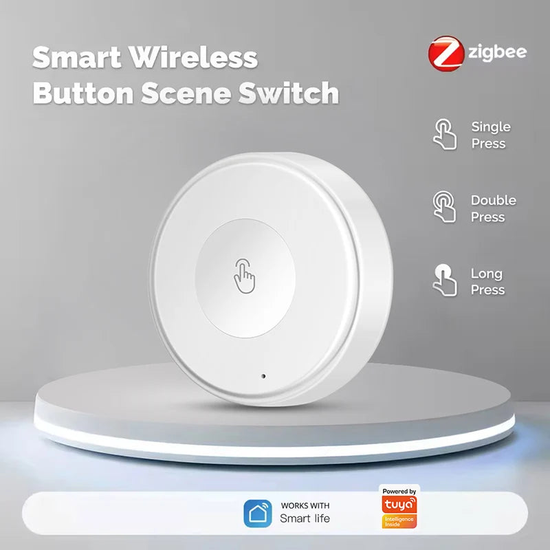 Tuya Zigbee Push Button Wireless Smart Scene Switch Controller Battery Powered Automation Scenario Linkage with Tuya Devices