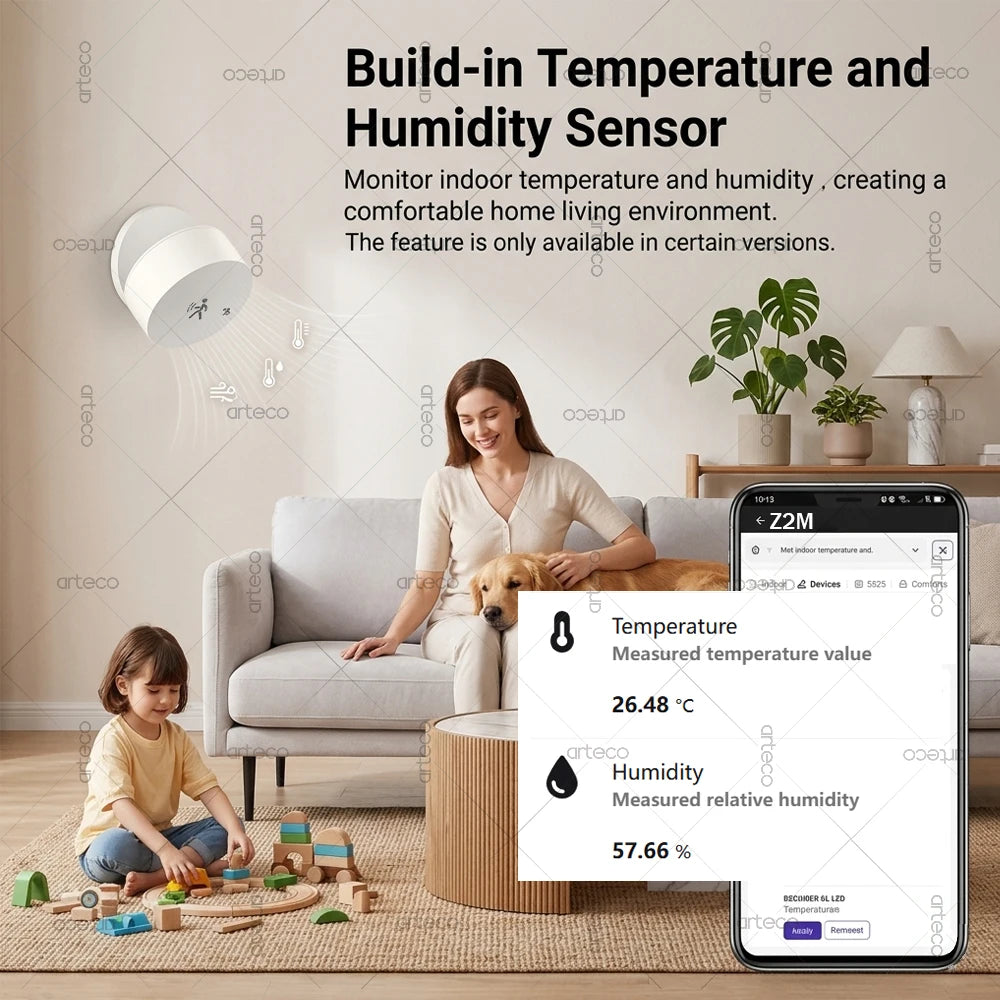 Zigbee 24G Radar Human Presence Sensor Static Motion Occupancy Sensor Brightness Temp Humidity Detector Z2M Tuya Home Assistant