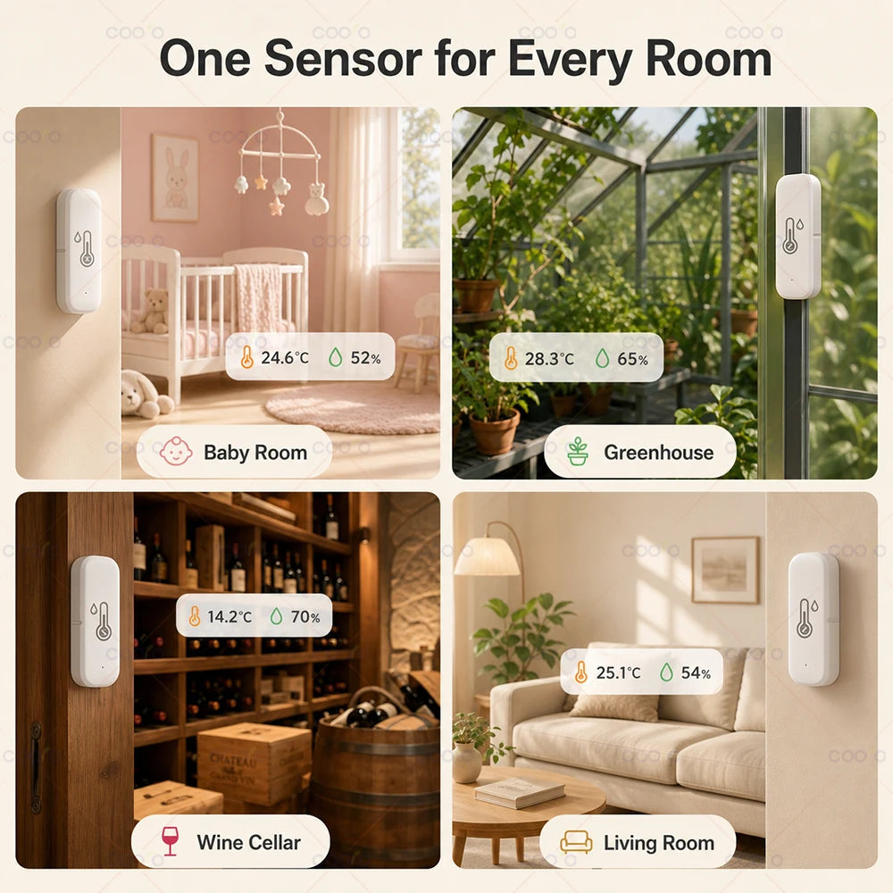 Tuya Zigbee 3.0 Temperature Humidity Sensor Smart Home Indoor Hygrometer App Remote Monitor Work with Smart Life Z2M Need Hub