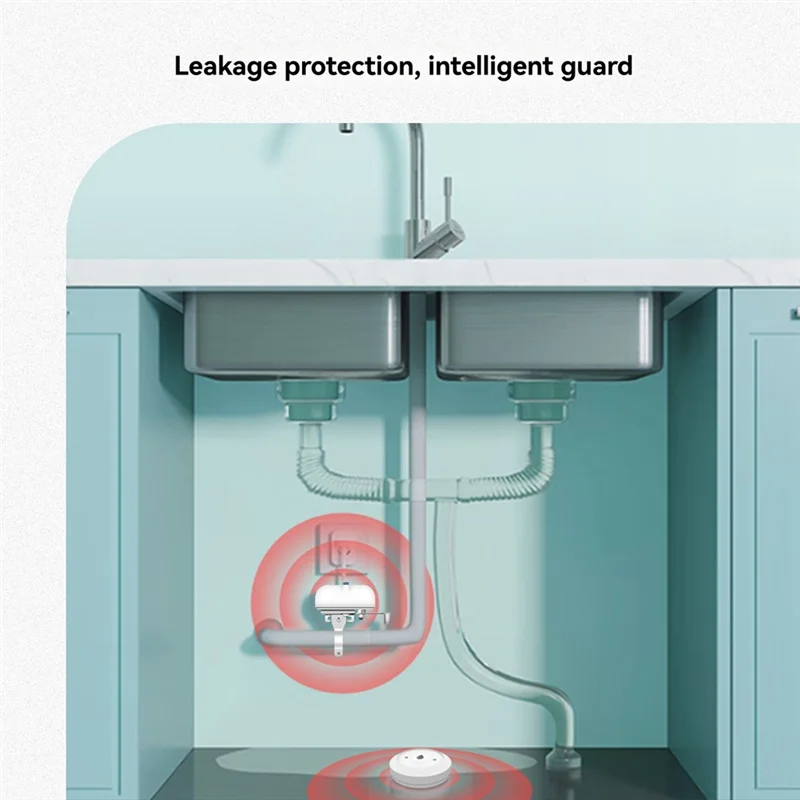 Abjf-Tuya Zigbee Water Sensor Alarm for Home, Detect Leaks & Full Water Tanks with APP Control