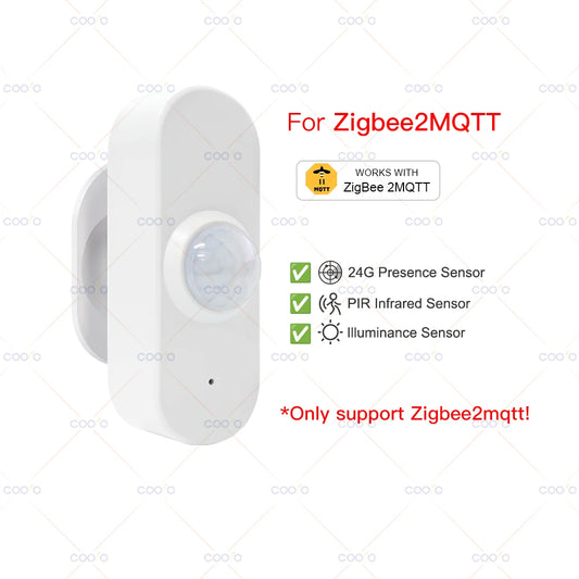 24G Mmwave Radar Human Presence Sensor+Pir Motion Sensor Light Temperature Humidity Usb/Battery Powered Support Tuya Zigbee Z2M