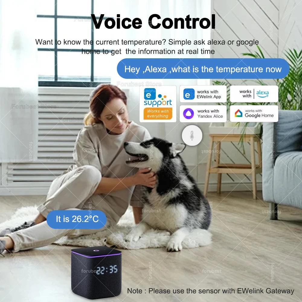Zigbee Temperature and Humidity Sensor Smart Home Hygrometer Thermometer Works with Alexa Google Yandex Alice Ewelink Gateway