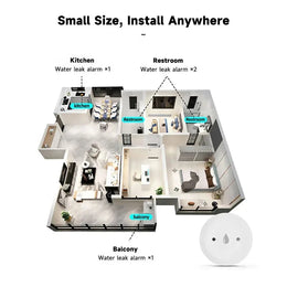 Zigbee 3.0 Water Leak Flood Detector Sensor with App Remote Monitoring for Kitchen Bathroom Compatible with Home Assistant
