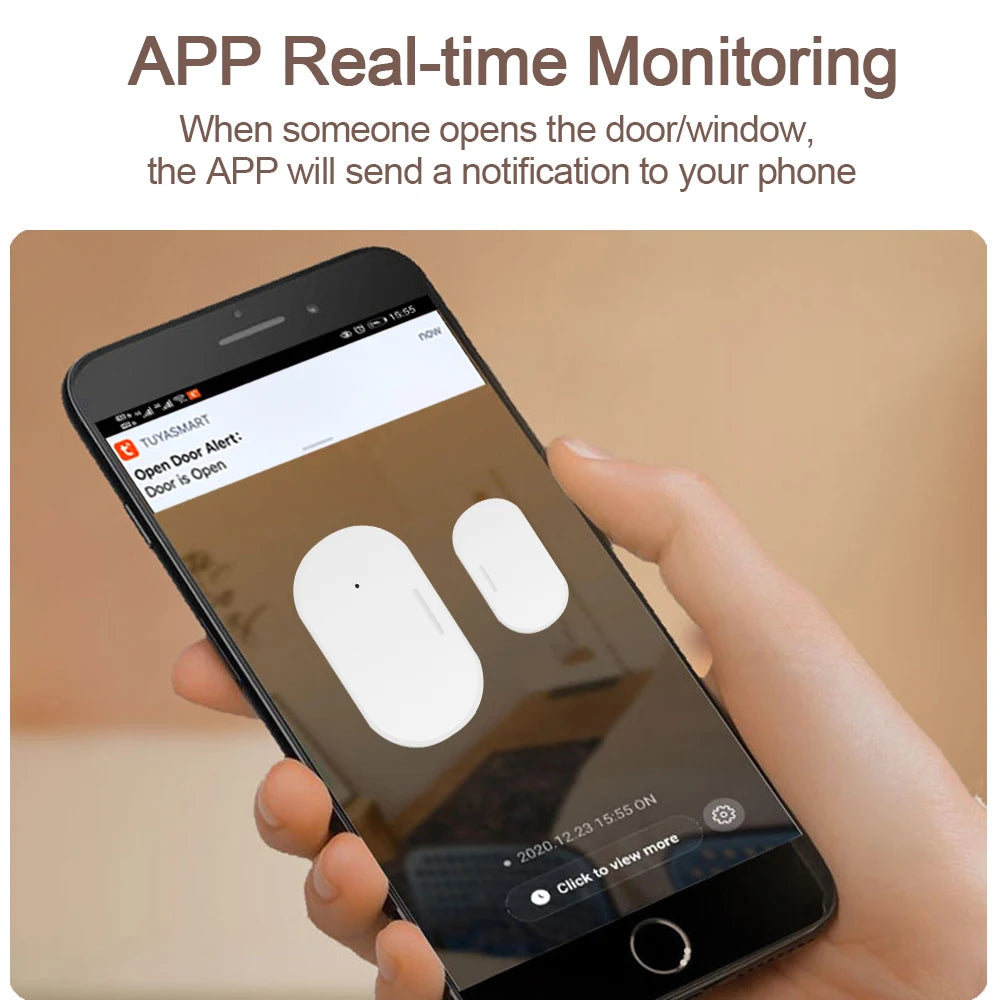 Tuya Zigbee Door and Window Magnetic Sensor Smart Life APP Security Detector Alarm Remote Monitor Works with Alexa Google Home