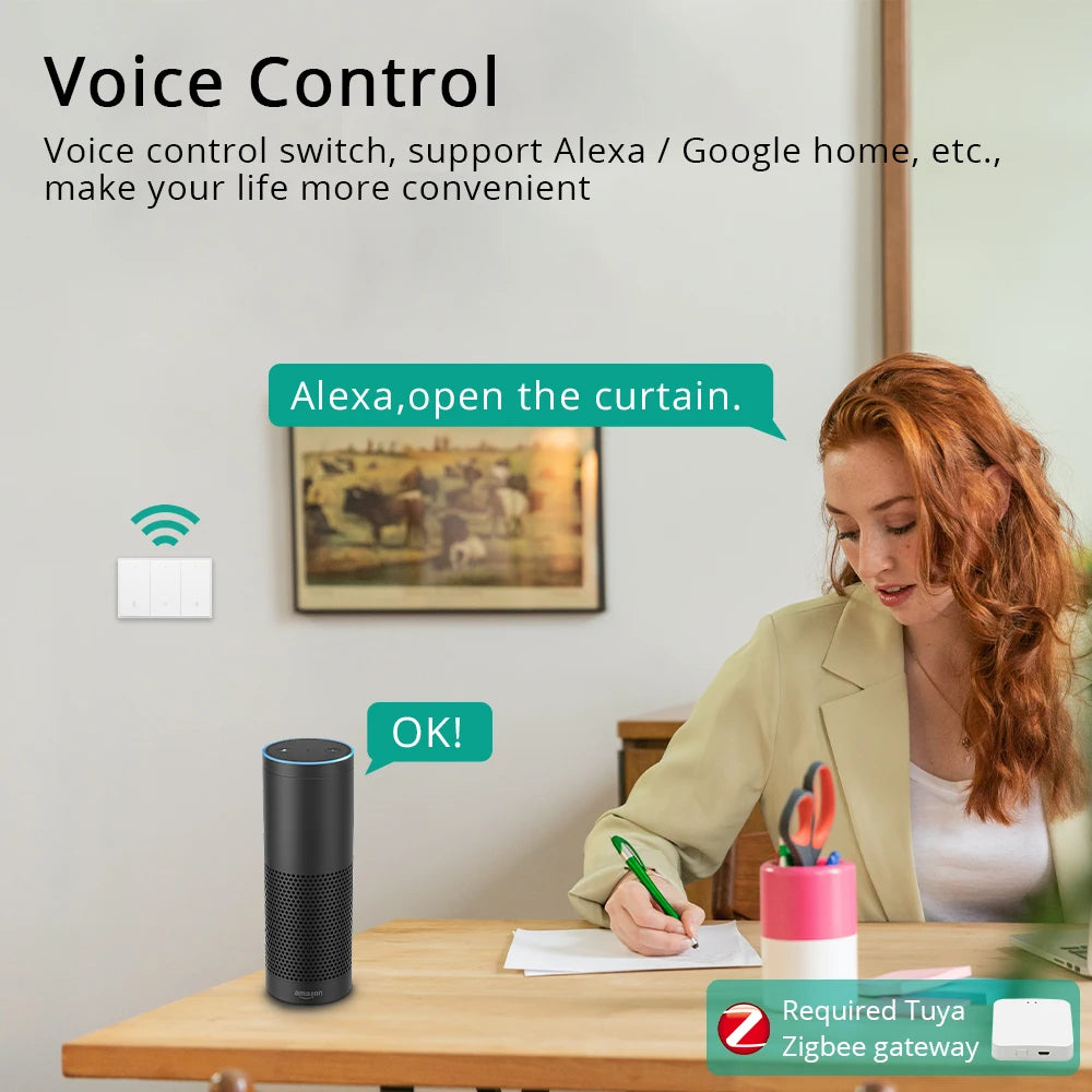 Zigbee US AU Smart Curtain Switch for Electric Motorized Roller Shutter Works with Tuya Alexa Google Home