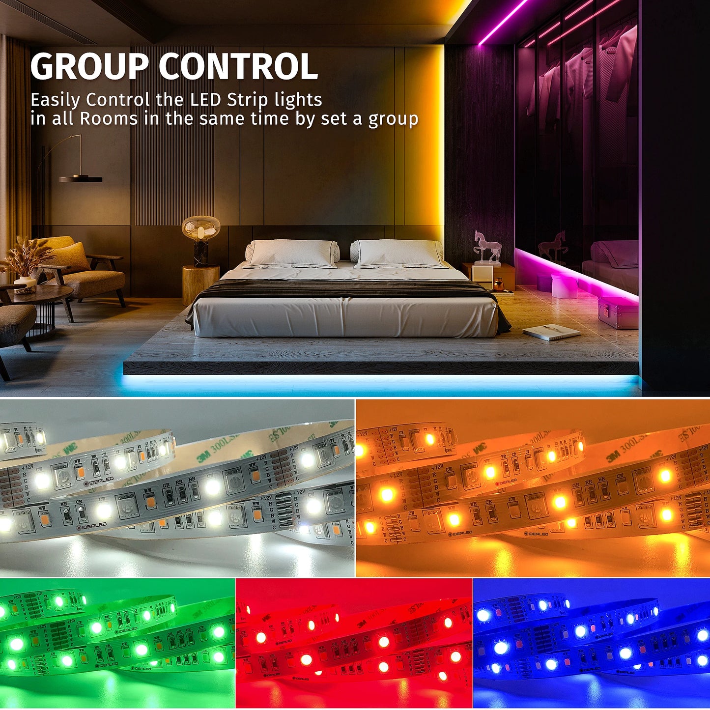 Smart Zigbee 3.0 Controller Dimmable LED 5M RGBCCT LED Light Strips Compatible Zigbee HUB Bridge,Echo plus Atmosphere Lighting