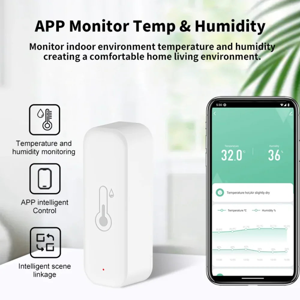 Tuya Zigbee 3.0 Temperature and Humidity Smart Home Thermometer Hygrometer APP Remote Alarm Work with Alexa Google Home