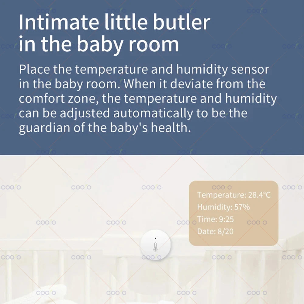 Zigbee Temperature and Humidity Sensor Smart Home Connected Thermometer Compatible with Alexa Google Assistant Yandex Alice Z2M