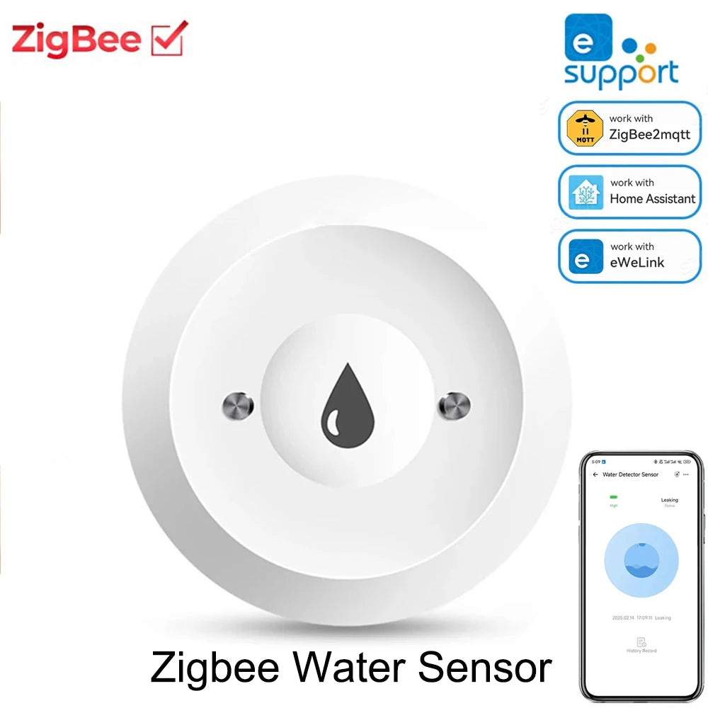 Ewelink Smart Zigbee Water Sensor Flood Leak Detector Remote Monitoring for Bathroom/Kitchen Support Home Assistant Zigbee2Mqtt