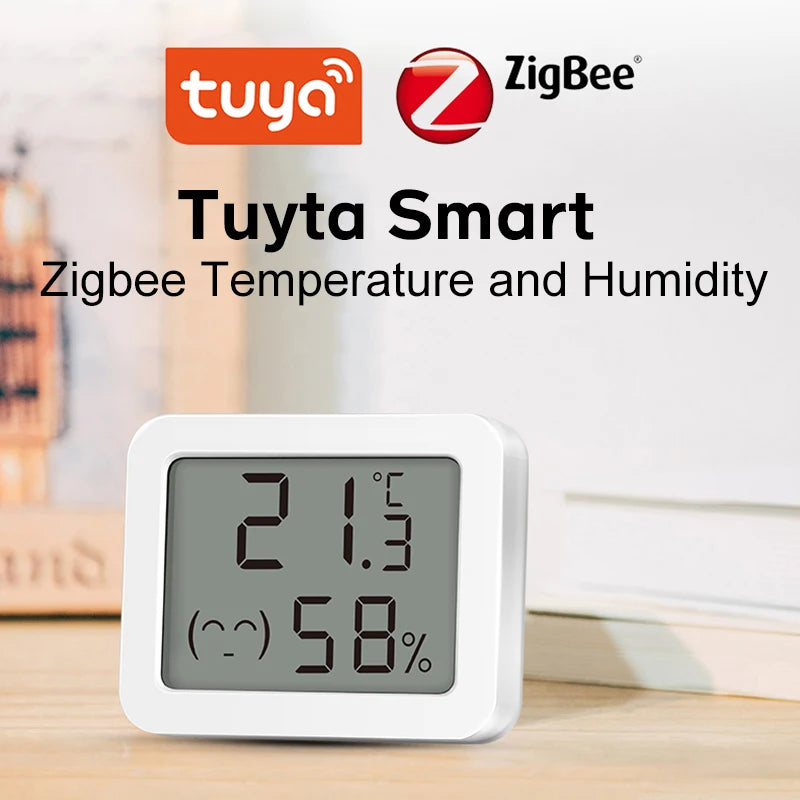 Zigbee Temperature and Humidity Sensor with LED Screen Display CR2032 Battery Compatiable with Alexa Google Assistant Smart Life