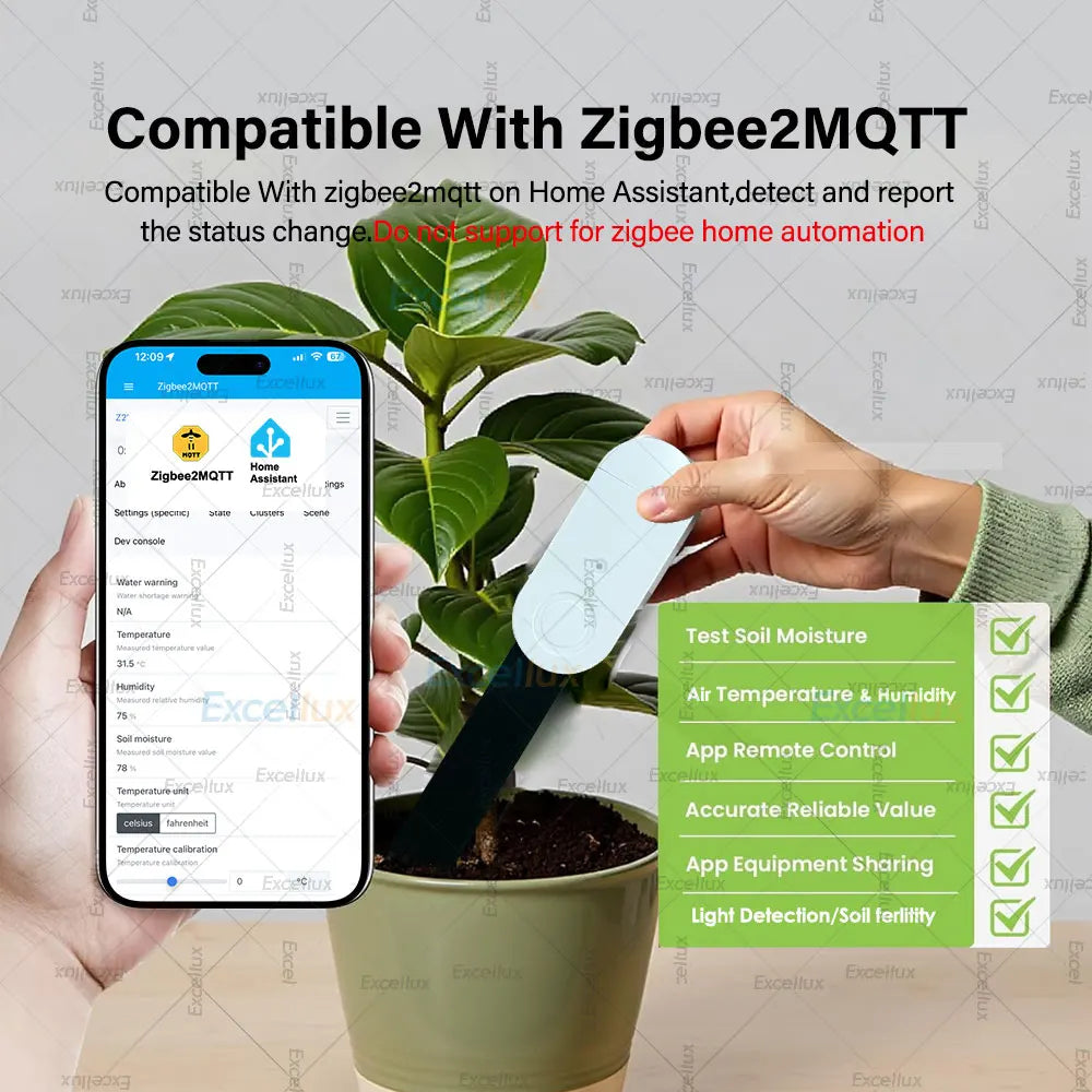 Zigbee 3.0 Smart Soil Moisture Sensor:Moisture/Temp/Humidity Meter/Light/Fertility Monitor,For Tuya/Smart Life/Z2M,Need Gateway